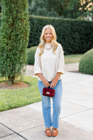 The After Dark Mock-Neck Top-Ivory - Instyle Boutique