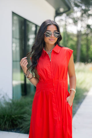 Rest Assured Red Pleated Dress - Instyle Boutique