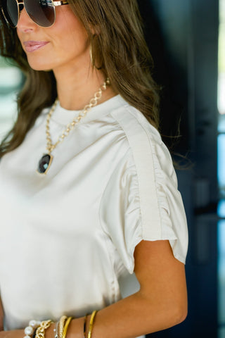 Ecru Isle Satin Top - Instyle Boutique
