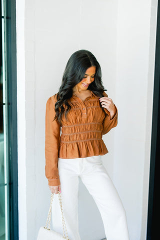 Sweet Cinnamon Ruched Top - Instyle Boutique