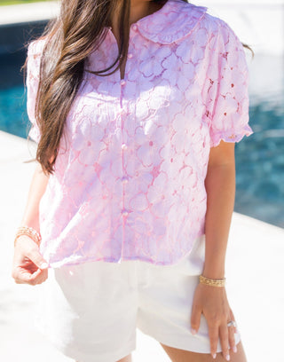 Petal & Lace Button Top - Instyle Boutique