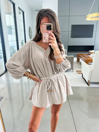 Summer Vibes Linen Set- Stone