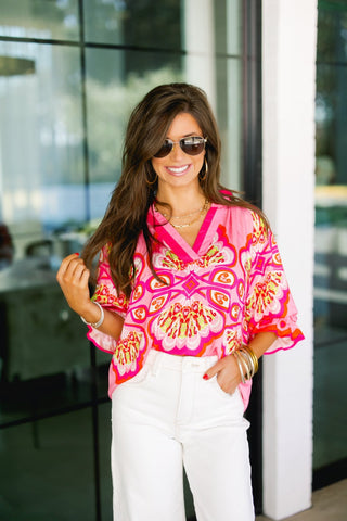 Heartbreaker Pink Printed Top