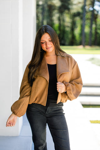 Cooler Weather Camel Suede Jacket
