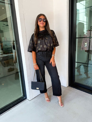 Little Black Satin Top