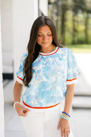 Clouds In The Sky Blue Top - Instyle Boutique