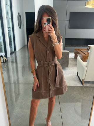 Born This Way Brown Belted Dress