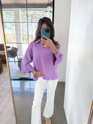 Lovely in Lavender Scalloped Knit Top - Instyle Boutique