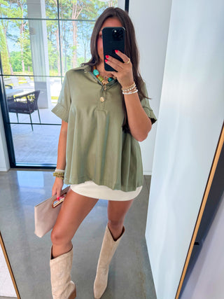 Shimmering Olive Top