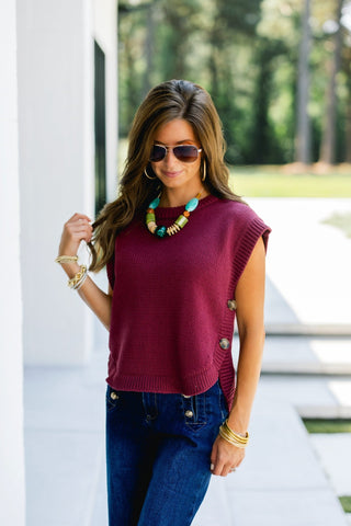Busy Days Burgundy Sweater Top - Instyle Boutique