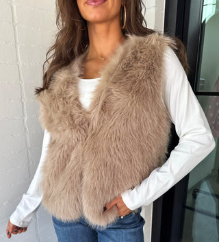 Simply Stated Taupe Fur Vest
