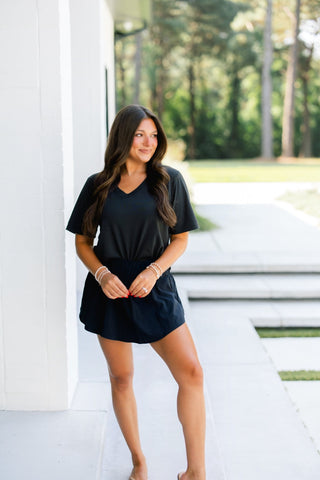 On The Go Black V-Neck Tee - Instyle Boutique