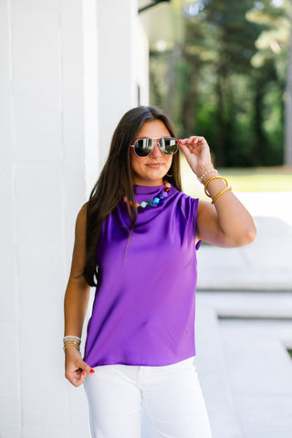 Look My Way Purple Satin Tank - Instyle Boutique