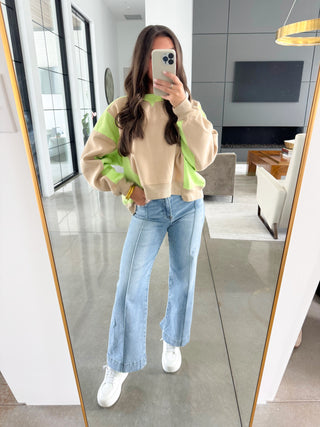 Love Without Limits Lime and Taupe Top