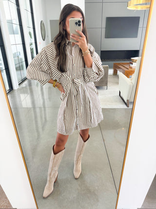 Simply Striped Brown Dress