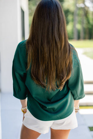 Happy Hour V-Neck Dolman Top-Hunter Green - Instyle Boutique