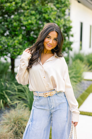 Pop Champagne Satin Top