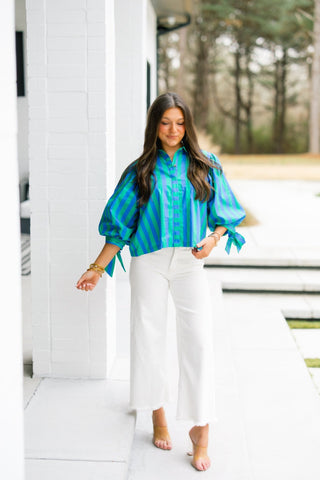 Please Stay Striped Top - Green - Instyle Boutique