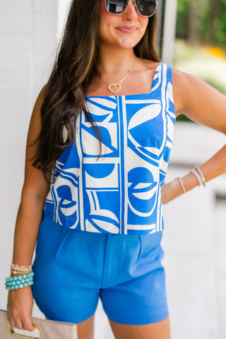 Sunkissed High-Waist Shorts-Blue