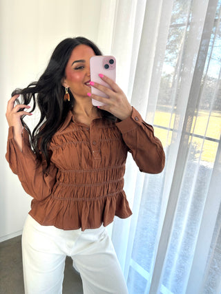 Sweet Cinnamon Ruched Top - Instyle Boutique