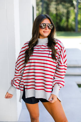 Simply Striped Mock Neck Pullover - Instyle Boutique