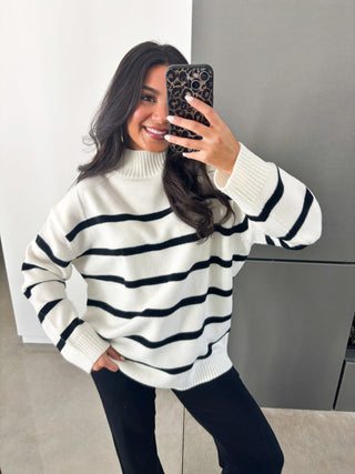 Calm Nights Cream Striped Sweater ~PINK FRIDAY DEAL~ - Instyle Boutique