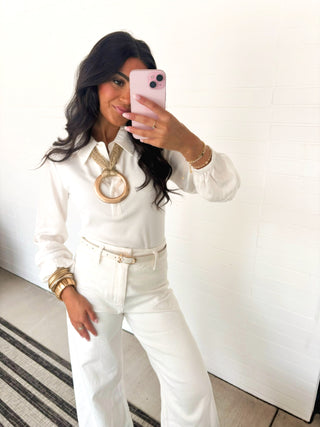 Aria Ribbed Collared Shirt - Instyle Boutique