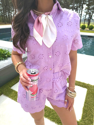 Lavender Fields Eyelet Two - Piece Set - Instyle Boutique