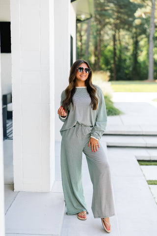 Casual Cutie Green Striped Set