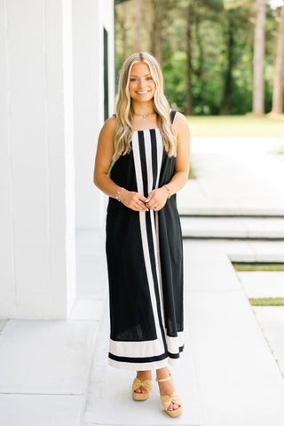 Sunday Stroll Black Midi Dress