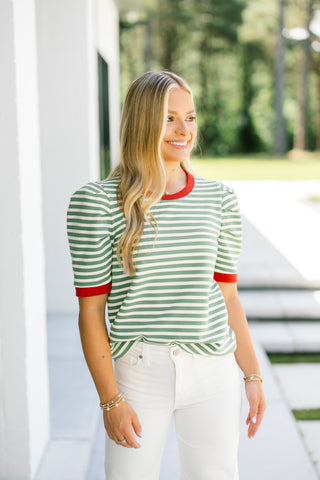 Bayside Olive Striped Top