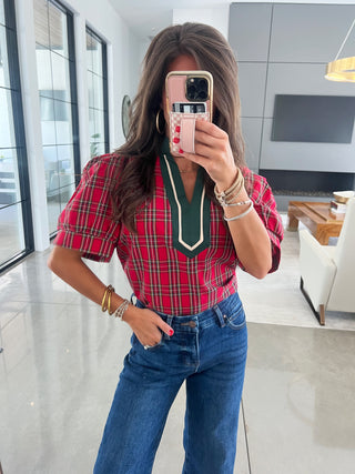 Pretty In Plaid Red Top