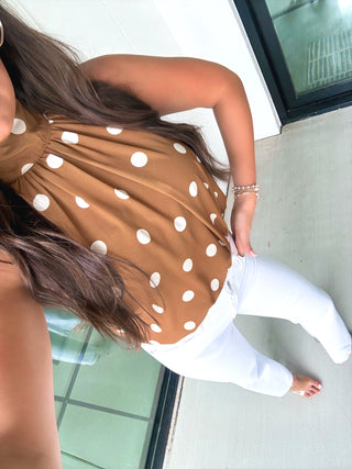 Dotted Elegance High Neck Top - Instyle Boutique