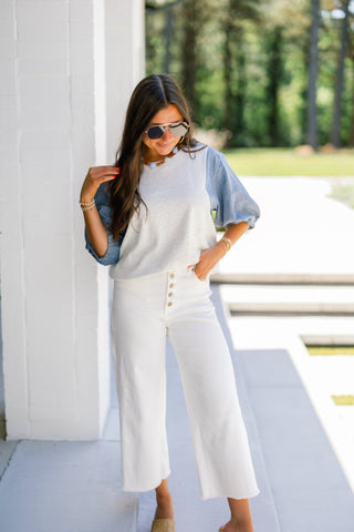 Denim Daydream Puff Sleeve Top - Instyle Boutique
