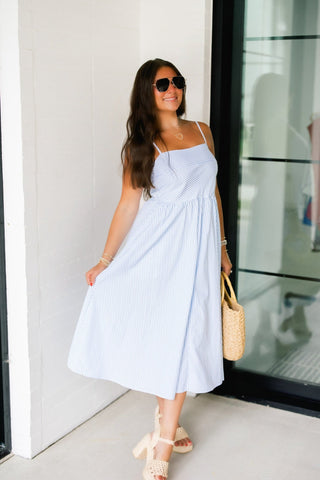 Sunny Stroll Blue Striped Dress - Instyle Boutique