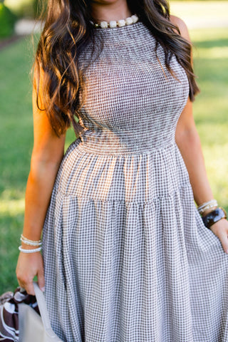 Gather Around Brown Gingham Dress - Instyle Boutique