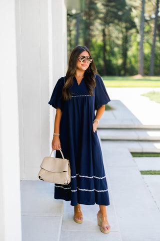 Navy Charm Midi Dress - Instyle Boutique