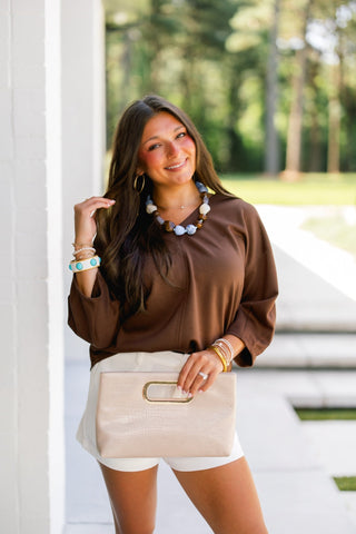 Happy Hour V-Neck Dolman Top-Brown - Instyle Boutique