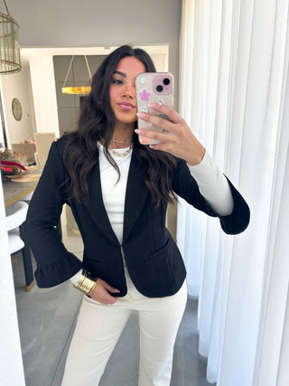 Rosa Ruffled Black Blazer