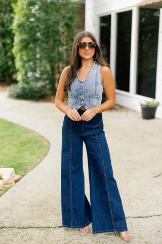 Darling Denim Cropped Vest