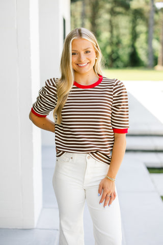 Bayside Brown Striped Top