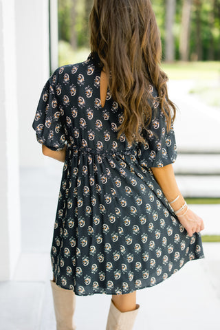 Boho Chic Black Mini Dress