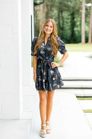 Boho Garden Black Floral Dress