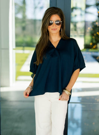 The Taylor Top - Navy - Instyle Boutique
