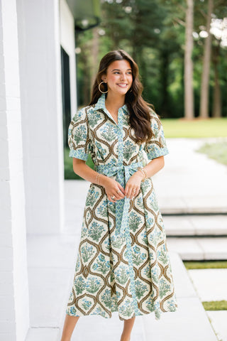 Sage Bloom Shirtdress - Instyle Boutique