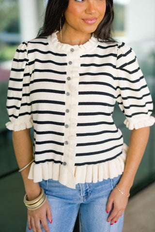 Colette Cream Stripe Knit Top - Instyle Boutique