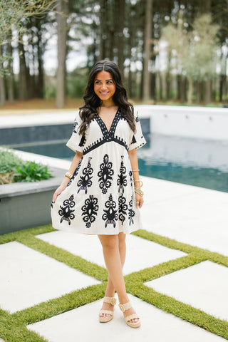 Beach Please Printed Dress - Cream - Instyle Boutique