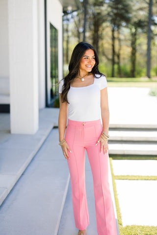 Bubblegum Pink Tailored Ankle Pants - Instyle Boutique