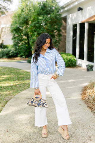 Bella Blue Striped Top