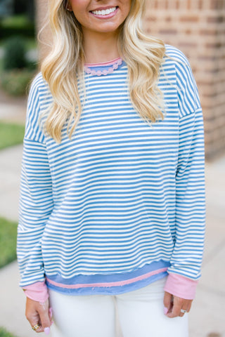 Better Together Blue Striped Top - Instyle Boutique